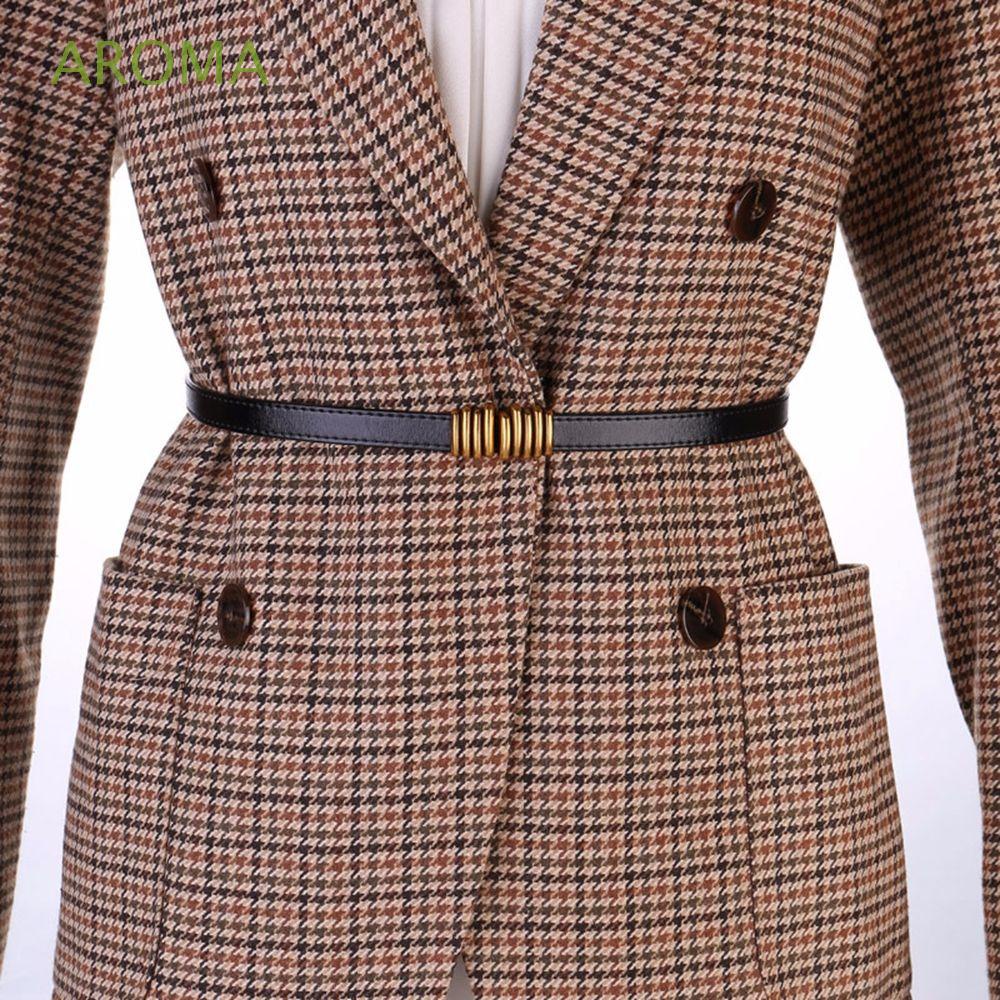 Thắt Lưng Da Pu Khóa Tròn Phong Cách Hàn Quốc Cổ Điển Cho Nữ