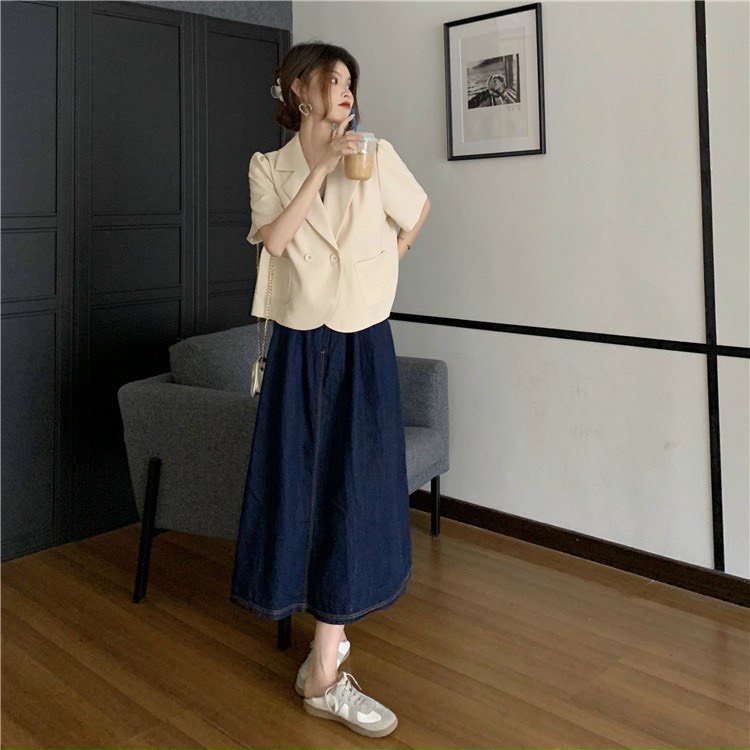 Áo blazer nữ tay ngắn kiểu dáng croptop thanh lịch cho nữ, áo khoác Blazer nữ cộc tay dáng ngắn croptop kiểu vest M2274