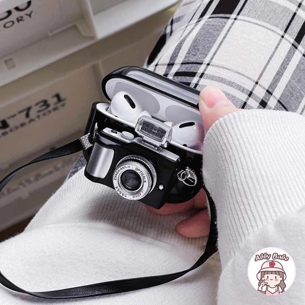 Vỏ Bảo Vệ Hộp Sạc Tai nghe không dây Airpods 1 / 2 / pro Bằng TPU Mềm Hình Máy Ảnh 3D Sáng Tạo