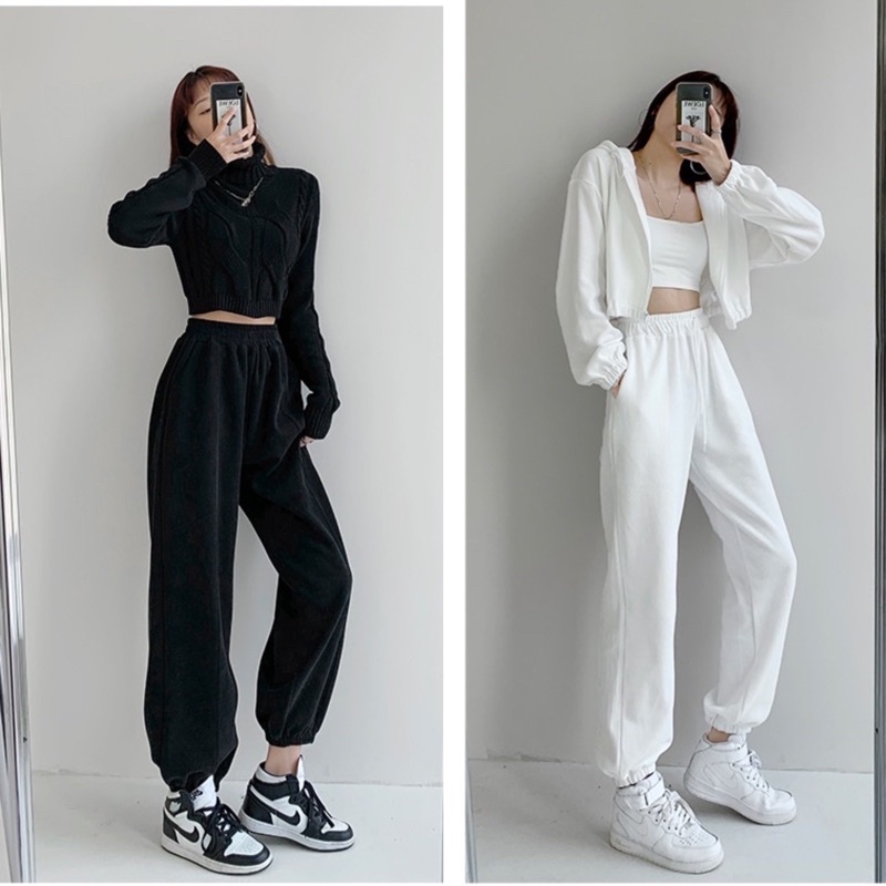 Quần thun jogger dài form unisex cho cả nam và nữ chất da cá mềm mịn