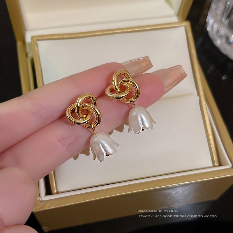 Bông Tai Mạ Bạc 925 Hình Hoa Lily Thắt Nút Đơn Giản