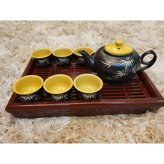 COMBO bộ ấm chén @ đen + KHAY NHỰA