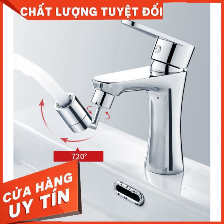 Đầu nối vòi nước tăng áp xoay 720 độ lắp vòi nước chậu rửa bát chén lavabo với 2 chế độ nước chảy