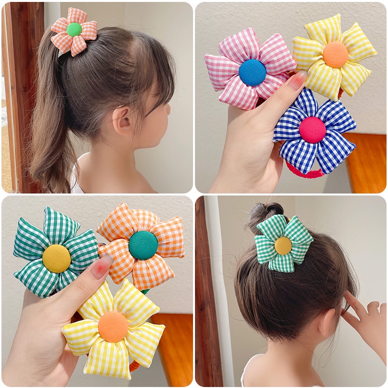 Dây Cột Tóc Cao Su Họa Tiết Hoa Hướng Dương Dễ Thương Xinh Xắn Cho Bé Gái