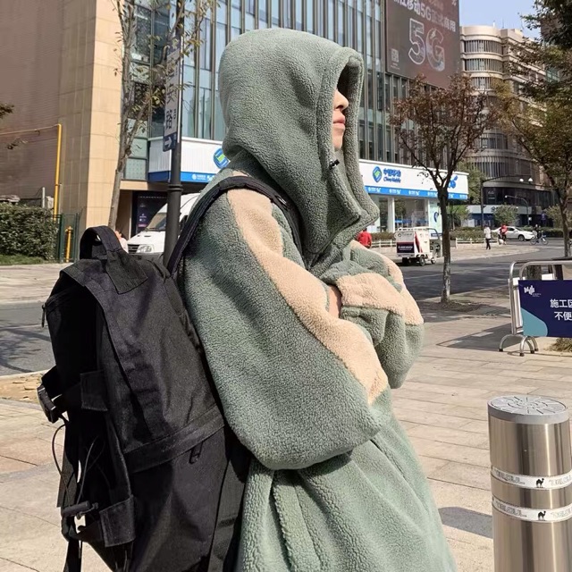 Áo khoác lông cừu sọc tay trần bông Ulzzang oversize unisex siêu đẹp siêu chất 🧡