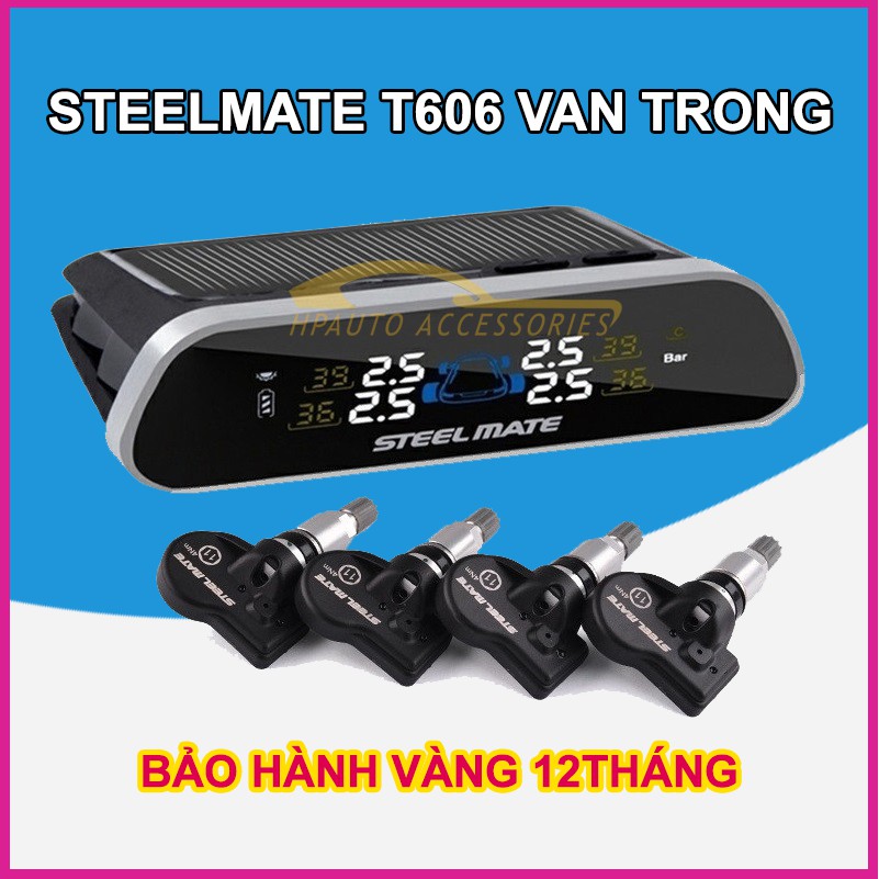 Cảm biến áp suất lốp Steelmate T606 cao cấp van trong, bảo hành 1 năm