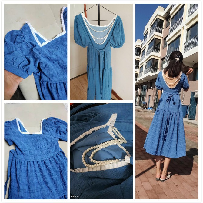 Đầm dài tay ngắn kiểu phồng thiết kế hở lưng thời trang hè cho nữ | BigBuy360 - bigbuy360.vn