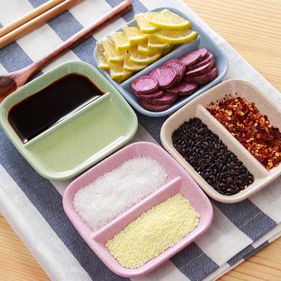 Chén đựng gia vị, nước sốt, nước chấm 2 ngăn phong cách Hàn thế hệ trẻ No.101248