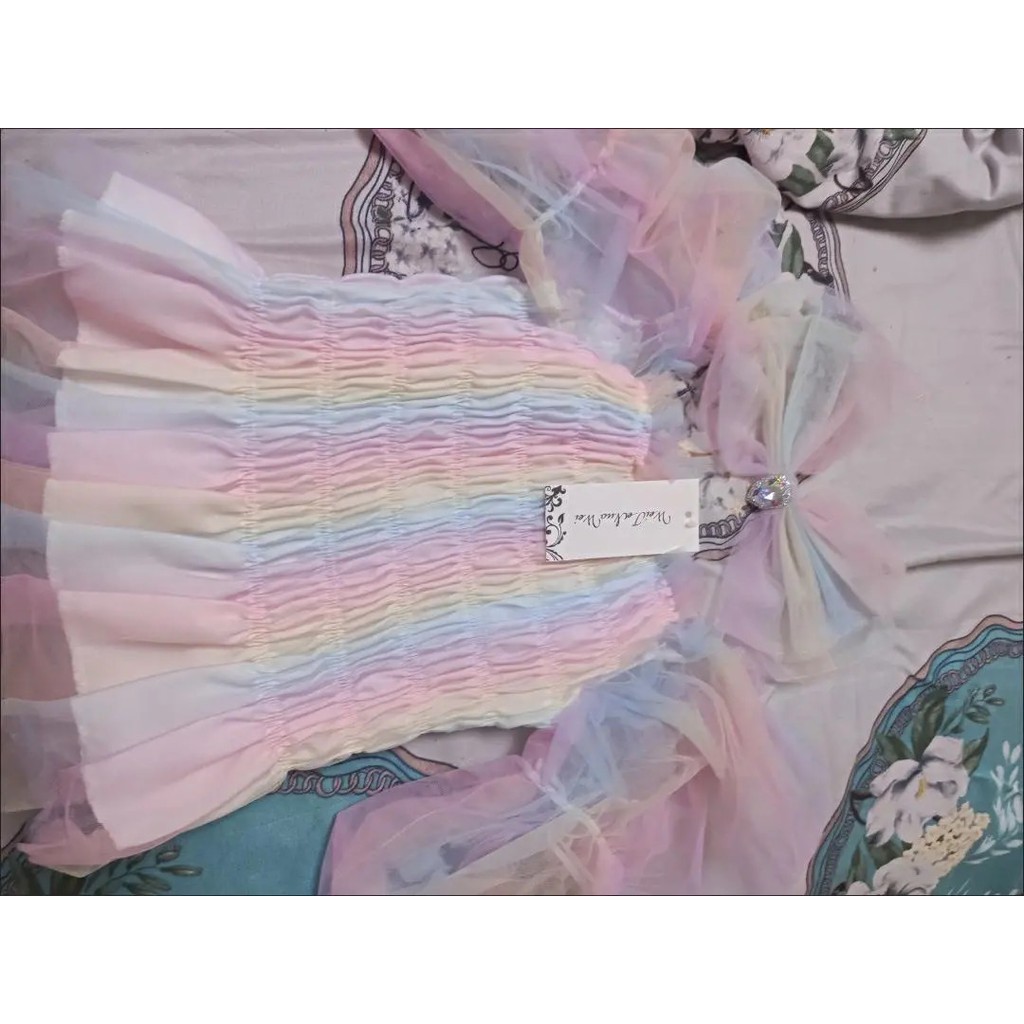 ORDER♥️Áo Voan Cầu Vồng Đính Nơ(ảnh thật)Fzsize Dưới 57kg