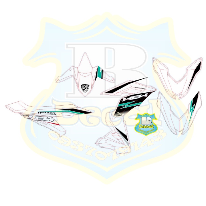 ( Quí khách vui lòng mang ra tiệm cho thợ dán ) Tem winner v1 WCW trắng