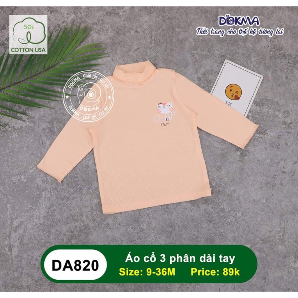 Áo thun dài tay cotton thu đông cho bé trai bé gái Dokma sale size 3Y DA820 Lamiha