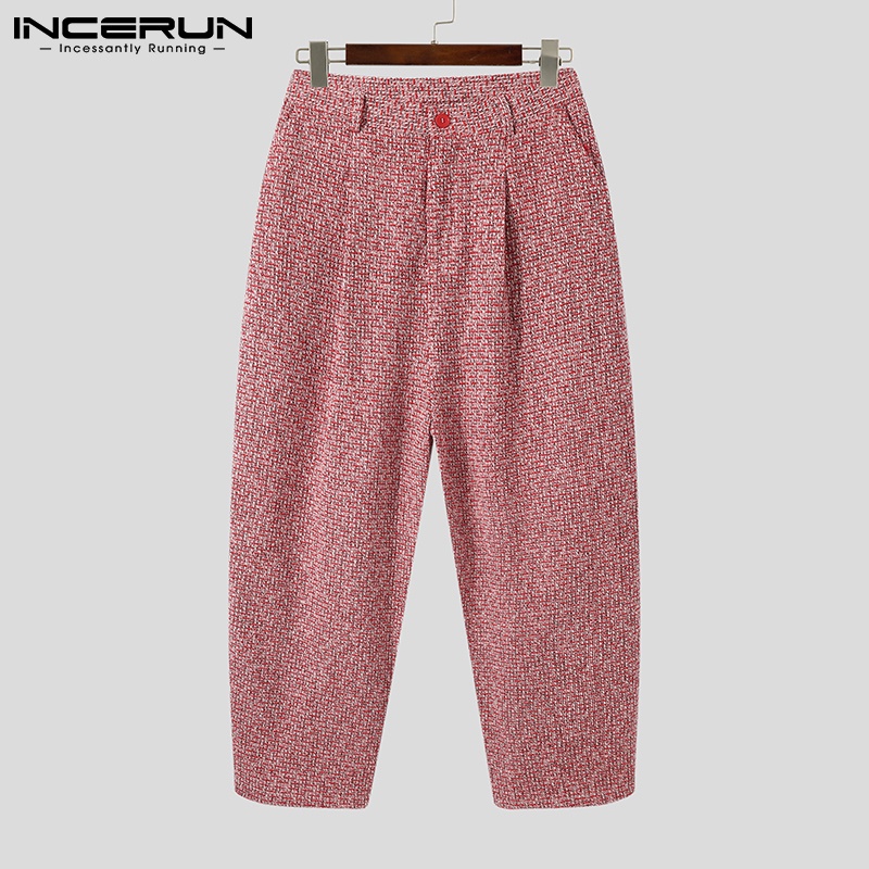 Quần dài INCERUN ống rộng màu trơn 2 màu thời trang cho nam