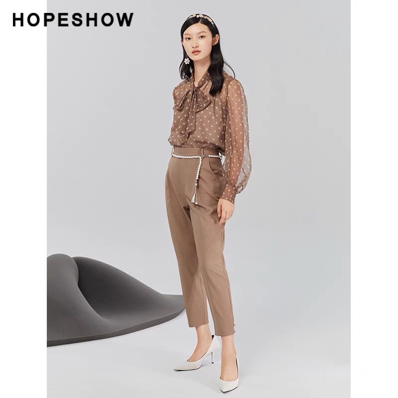 Set áo ren nâu chấm bi Hopeshow