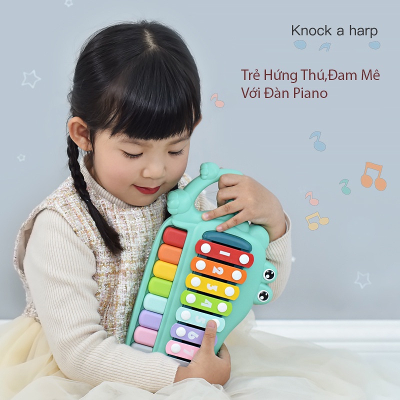 Đồ Chơi Đàn Gõ Piano Cá Sấu Cho Bé, Kích Thích Bé Phát Triển,Kích Thích Não Bộ,Tăng Khả Năng Nhận Biết Cho Bé 1-3 Tuổi