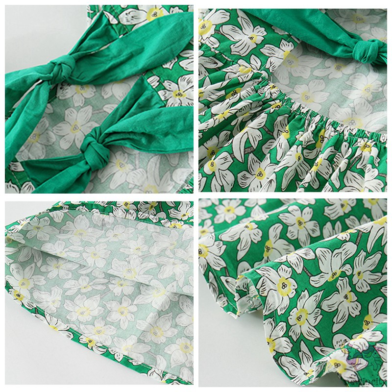 Đầm Hoa Hở Lưng Thắt Nơ Phong Cách Hàn Quốc Cho Bé Gái