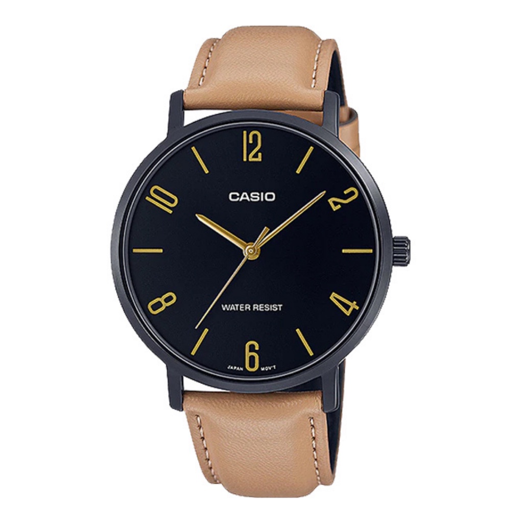Đồng hồ nam dây da cao cấp Casio MTP VT01BL-1B Mặt đen kính khoáng Size 40mm chống nước 3 ATM Bảo hành 1 năm Hyma watch