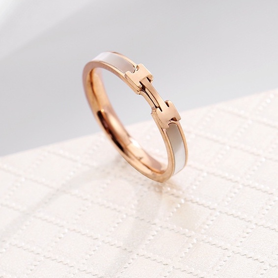 Nhẫn Hermes Premium Ring Inlaid With Mother-Of-Pearl 8009 - Khắc tên theo yêu cầu