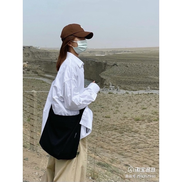 Túi Đeo Chéo Canvas Buộc Dây Knot Messenger Bag đeo chéo Unisex nam nữ size to (có sẵn, hình thật)