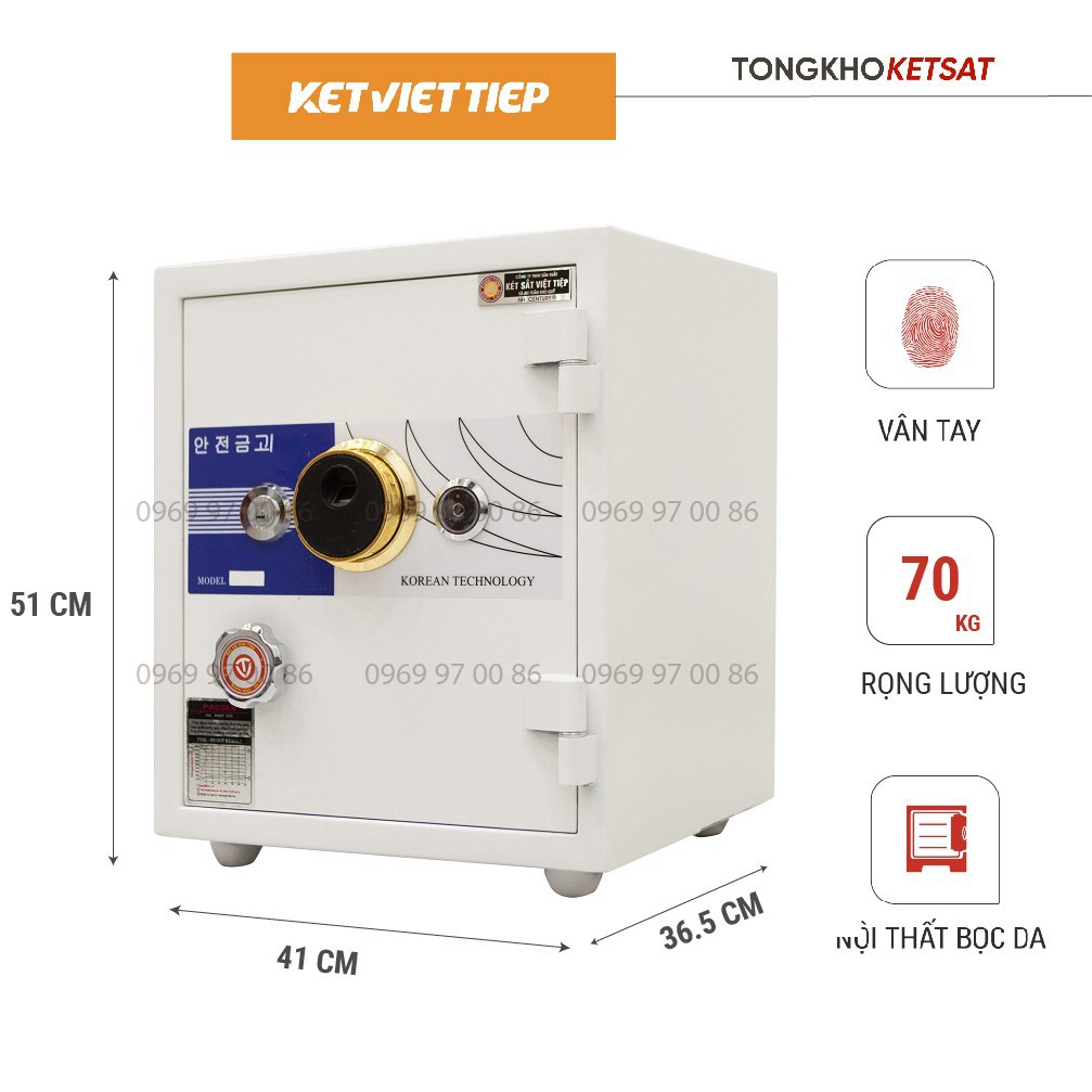 Két Sắt Vân Tay Nặng Việt Tiệp KVTSC66-VT Nội Thất Bọc Da Khóa Thông Minh (Miễn Phí Giao Hàng) 70kg  FREESHIP TOÀN QUỐC