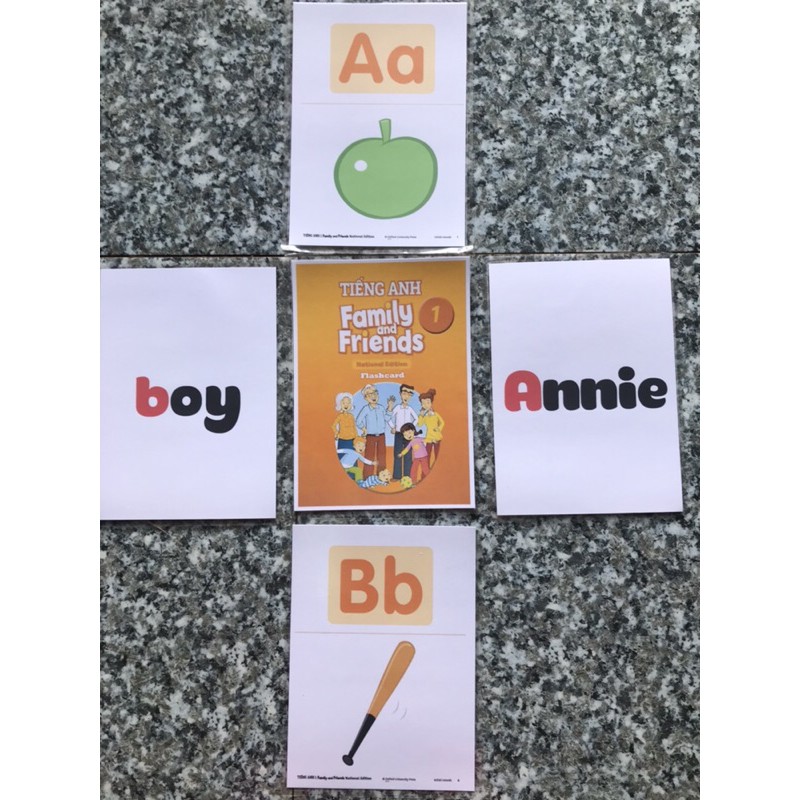 Bộ Flashcard Family And Friends 1 bản National, tranh A5, in 2 mặt, ép plastic