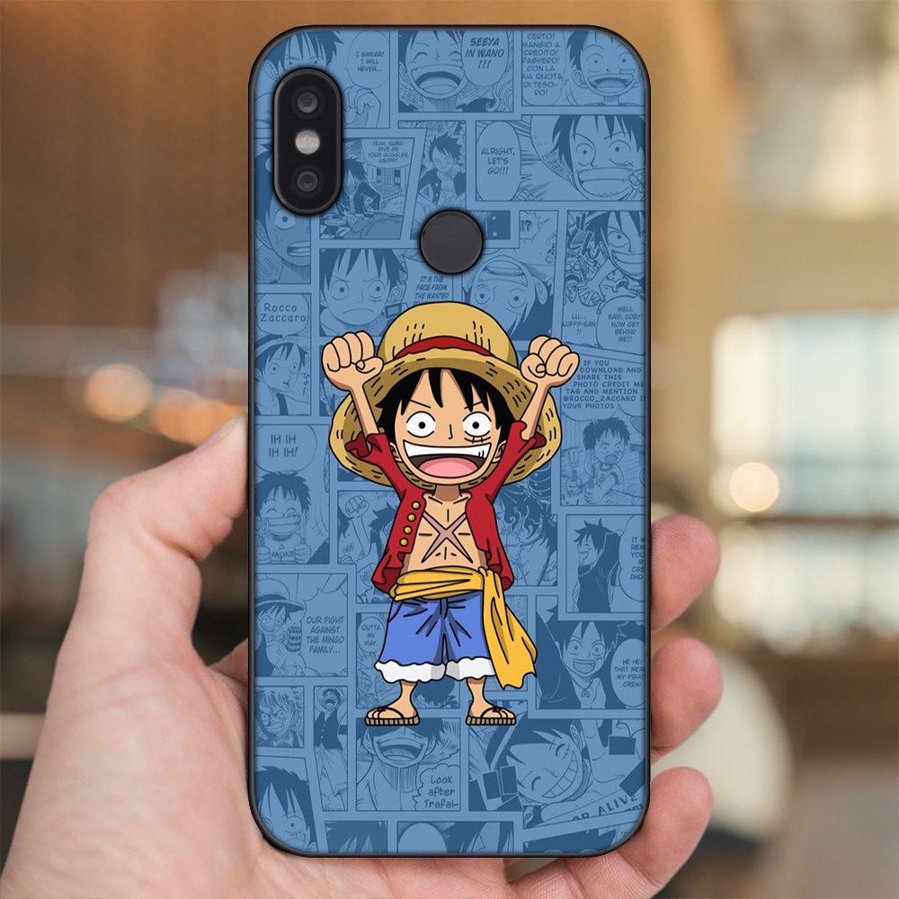 Ốp lưng Xiaomi Redmi Note 5, Note 5 Pro viền đen in hình Luffy One Piece