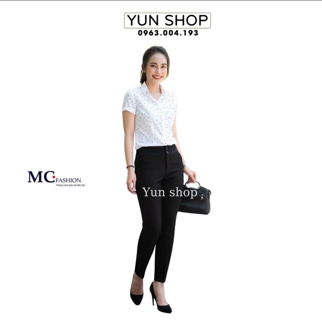 Áo Sơ Mi Nữ Công Sở  Họa Tiết Chấm Bi - MC fashion  A0257 Màu Trắng