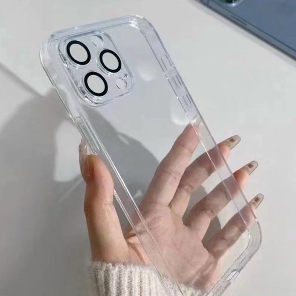 Ốp lưng kính trong bảo vệ mắt camera cho iPhone 13, 13 Pro, 13 Pro Max viền dẻo chống sốc ôm máy không ố màu