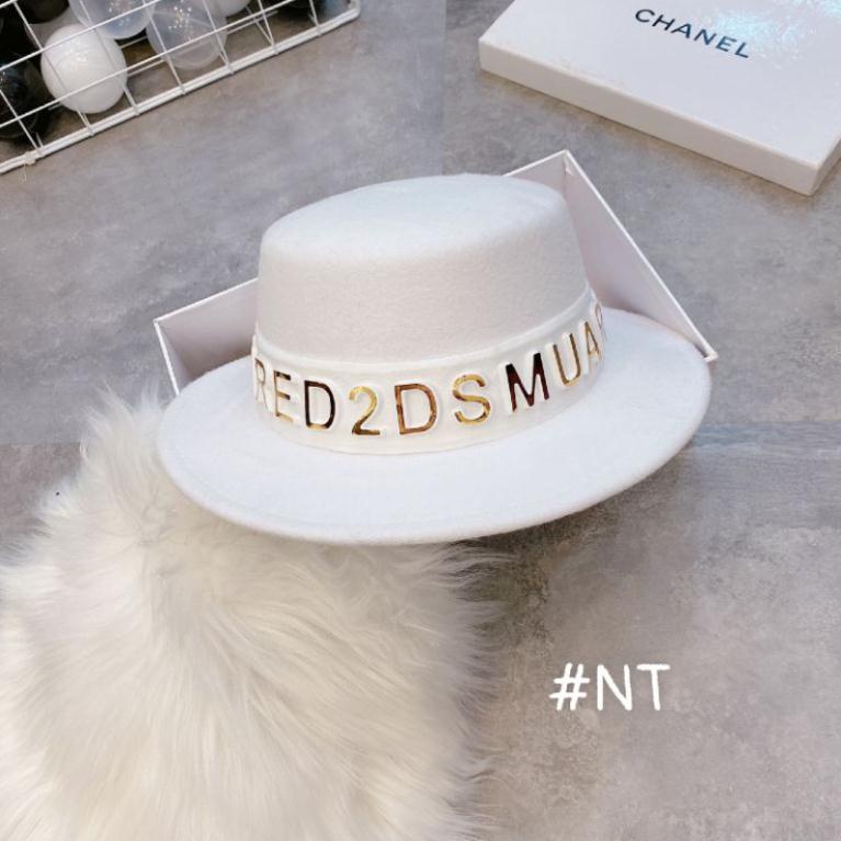 Mũ dạ cao cấp vành nhỏ đai chữ vàng nổi sang chảnh