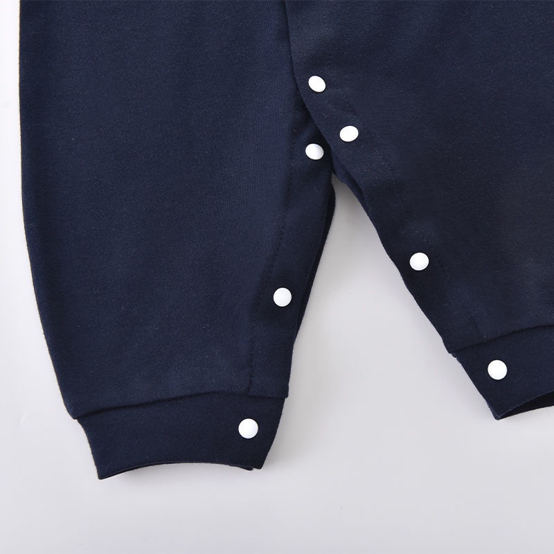 Bộ Áo Liền Quần Vải Cotton Tay Dài Thắt Nơ Kiểu Anh Dễ Thương Cho Bé Trai Sơ Sinh