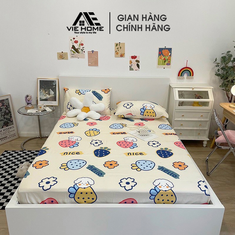 Bộ ga giường Cotton poly VIE Home Bedding đủ size nệm 1m2, 1m4, 1m6, 1m8 nhiều mẫu họa tiết dễ thương