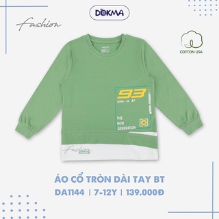 (9 và 12 tuổi) Áo dài tay bé trai Dokma - chất cotton co giãn, mềm mịn, thoáng khí (DA1144)