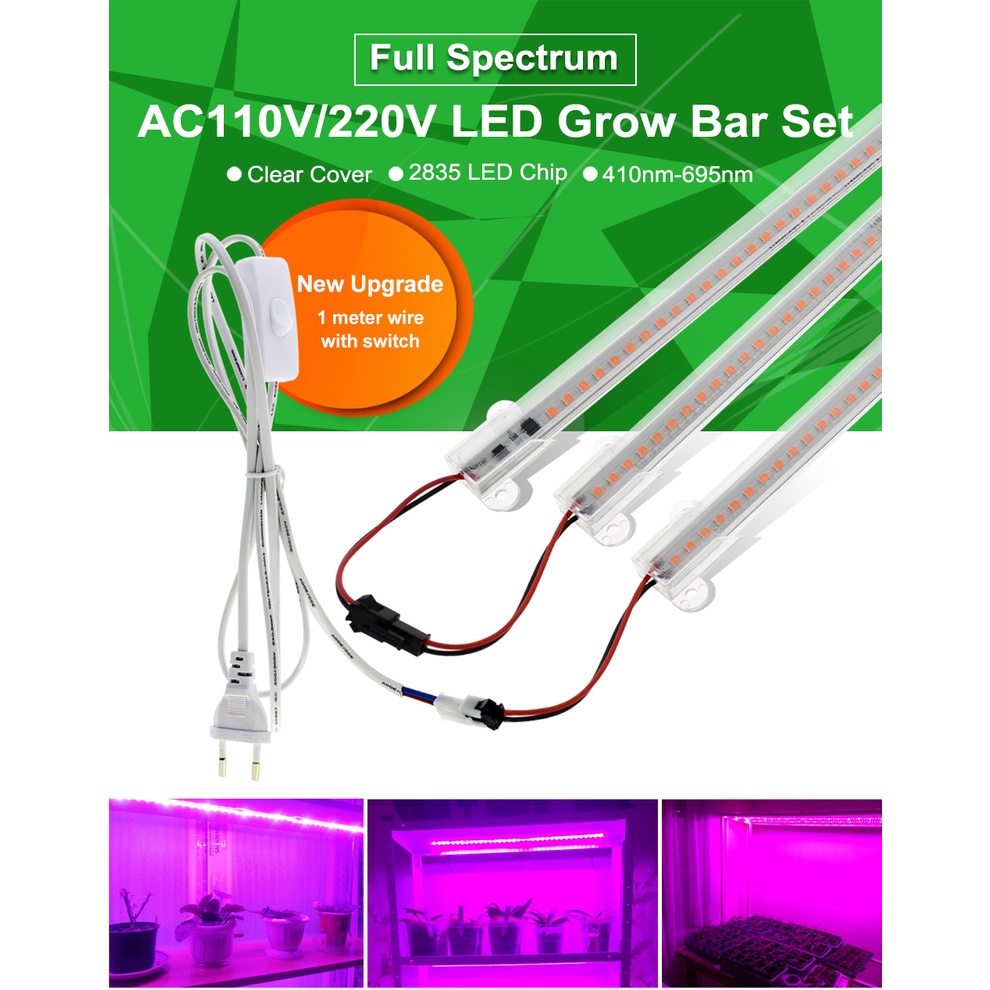 1-6cái 220v Đèn Led Thực Vật Thanh Ống đèn Toàn Phần Quang Phổ  thủy canh，đèn trồng trong cây nhà kính