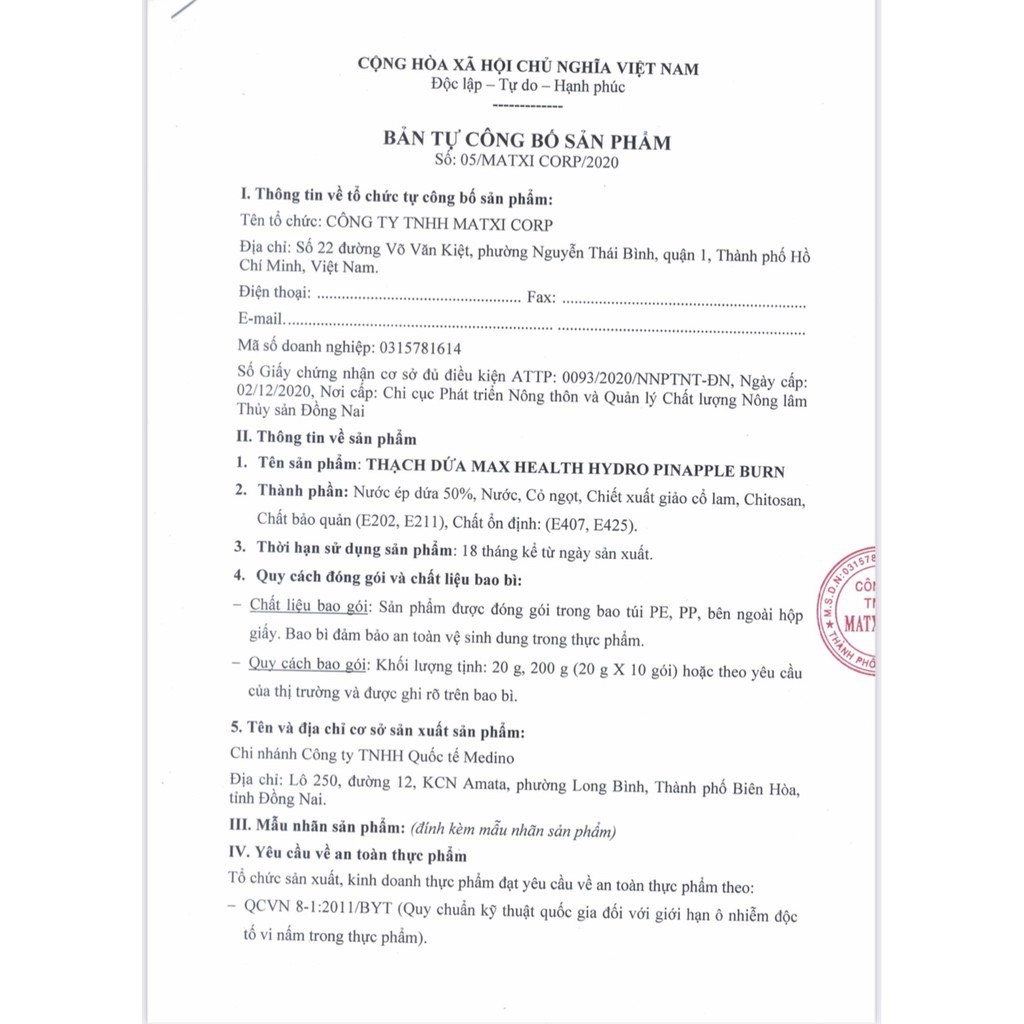 Thạch dứa giảm cân Matxi Corp (Chính hãng 100%)