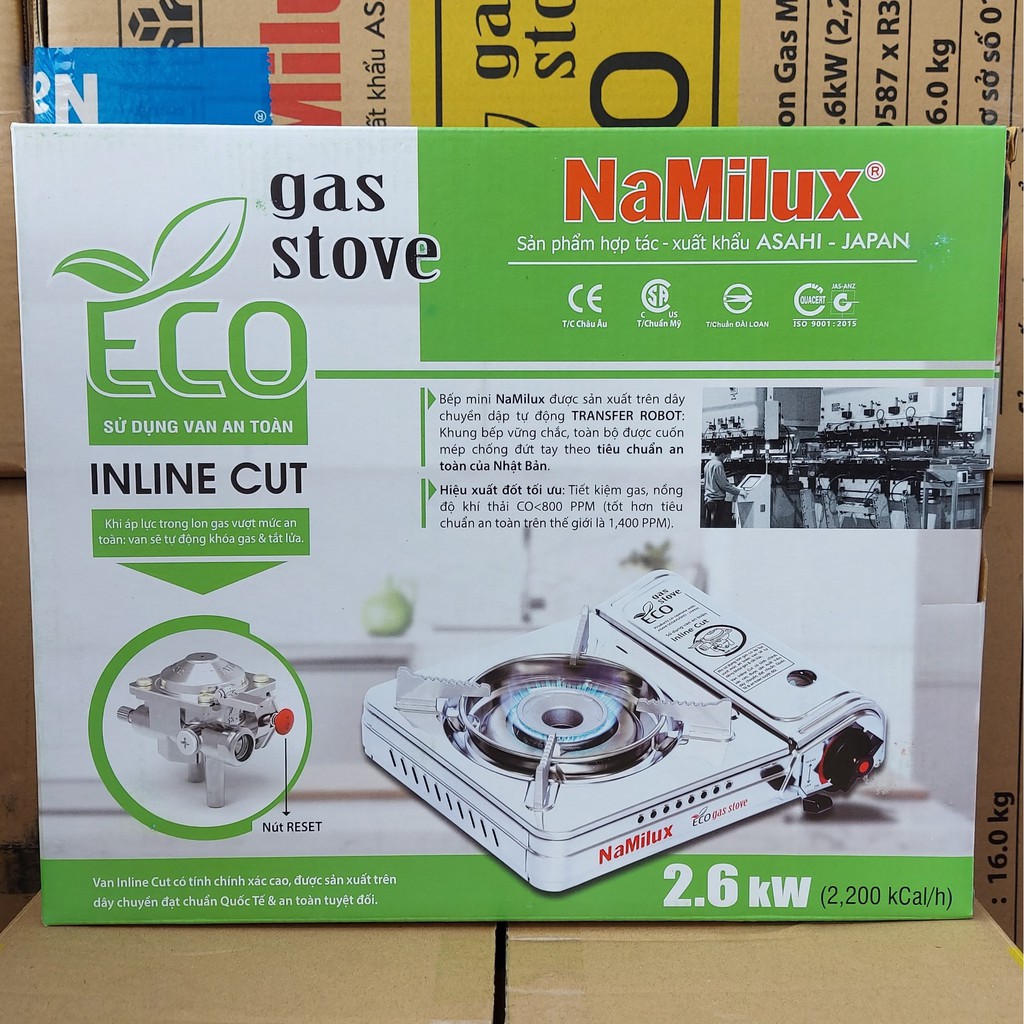 Bếp gas mini Namilux PL1911AS inox van an toàn, giảm khí thải