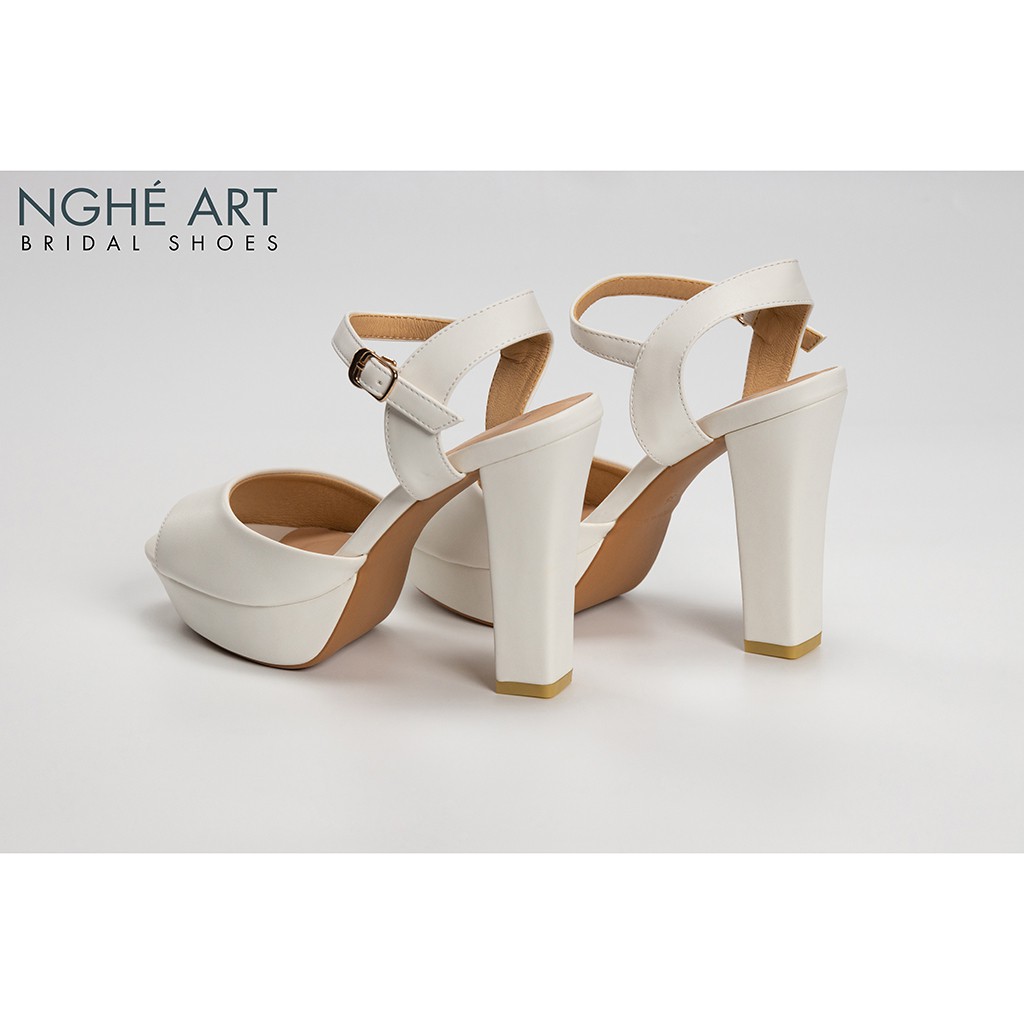 Giày cưới Nghé Art basic cao gót 12 phân quai sandal mũi đúp 203