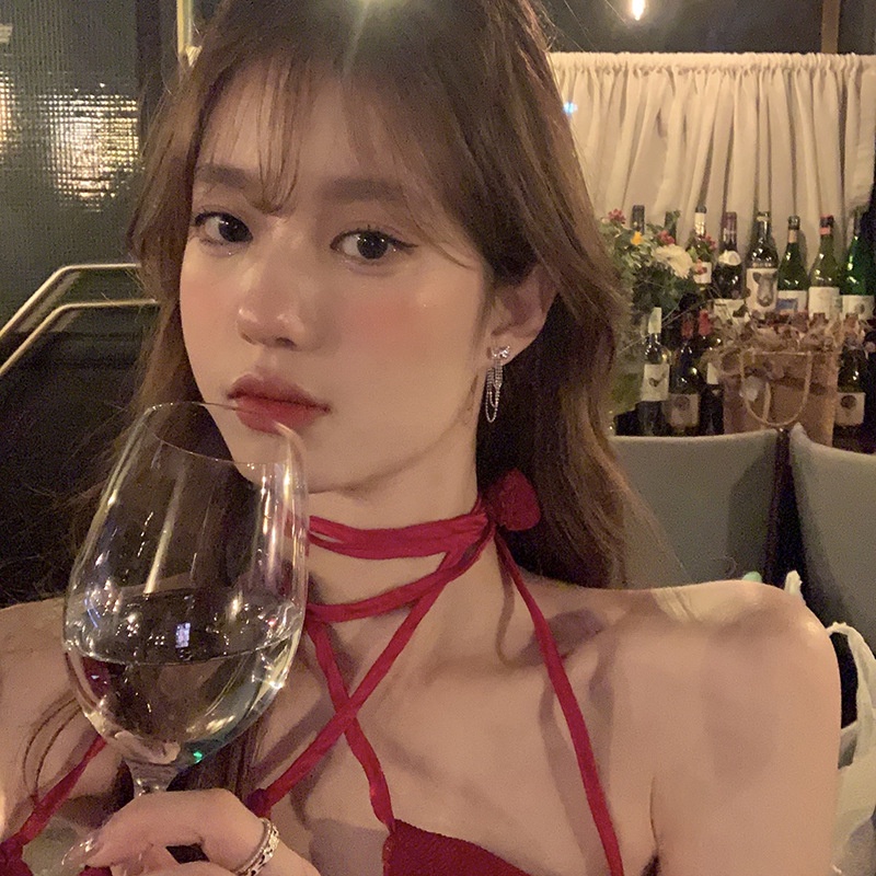 Bông Tai Bạc 925 Dáng Dài Đính Nơ Tua Rua Xinh Xắn Hợp Thời Trang