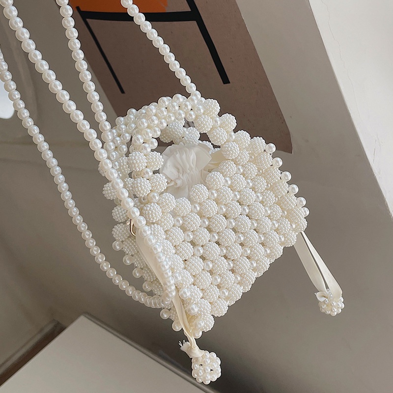 Túi đeo vai IELGY mini đính ngọc trai giả thời trang dành cho nữ