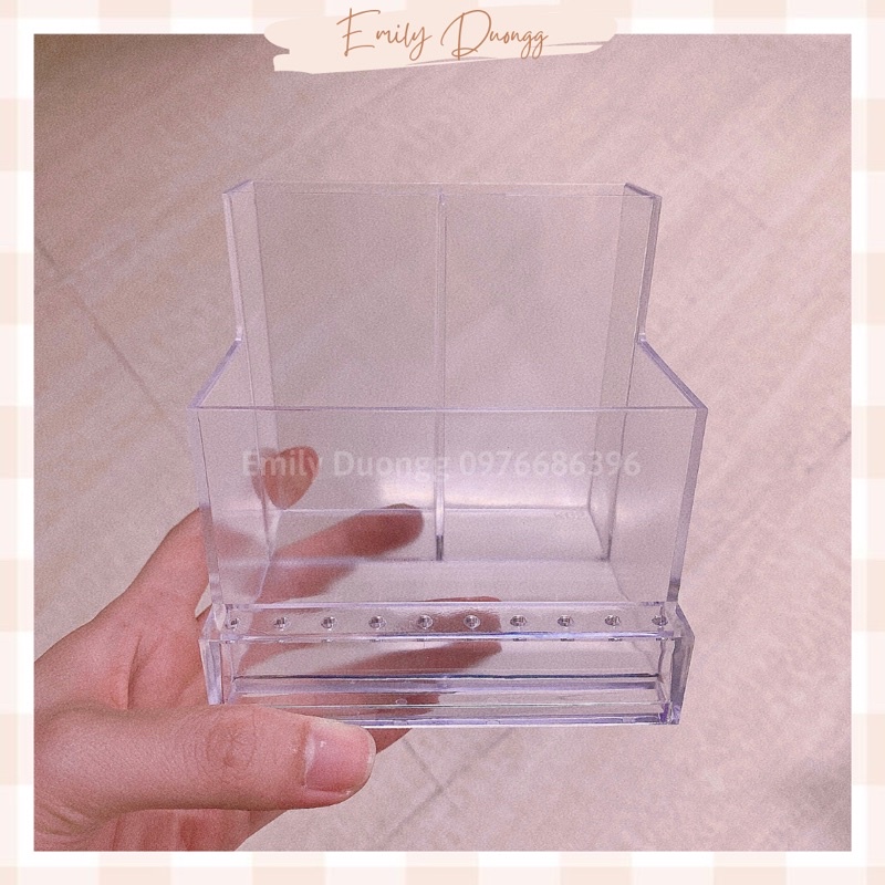 Khay mica cắm cọ và đầu mài, khay đựng dụng cụ nail