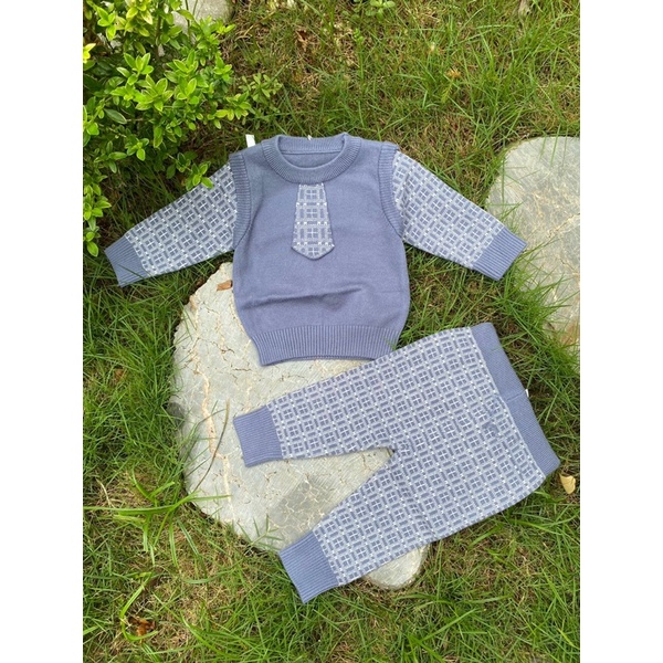 Bộ Len Siêu Dày Ấm Cho Bé Mùa Đông Không Lạnh Size 4-13kg