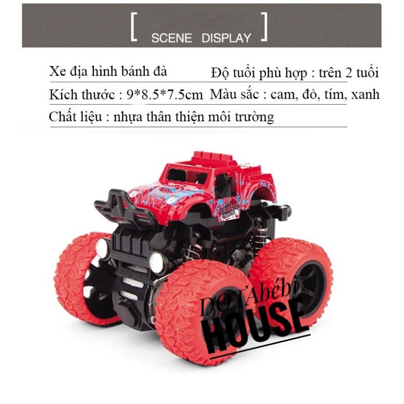 Xe đồ chơi địa hình quán tính chạy đà , xoay 360 độ nhiều màu sắc, nhựa an toàn.