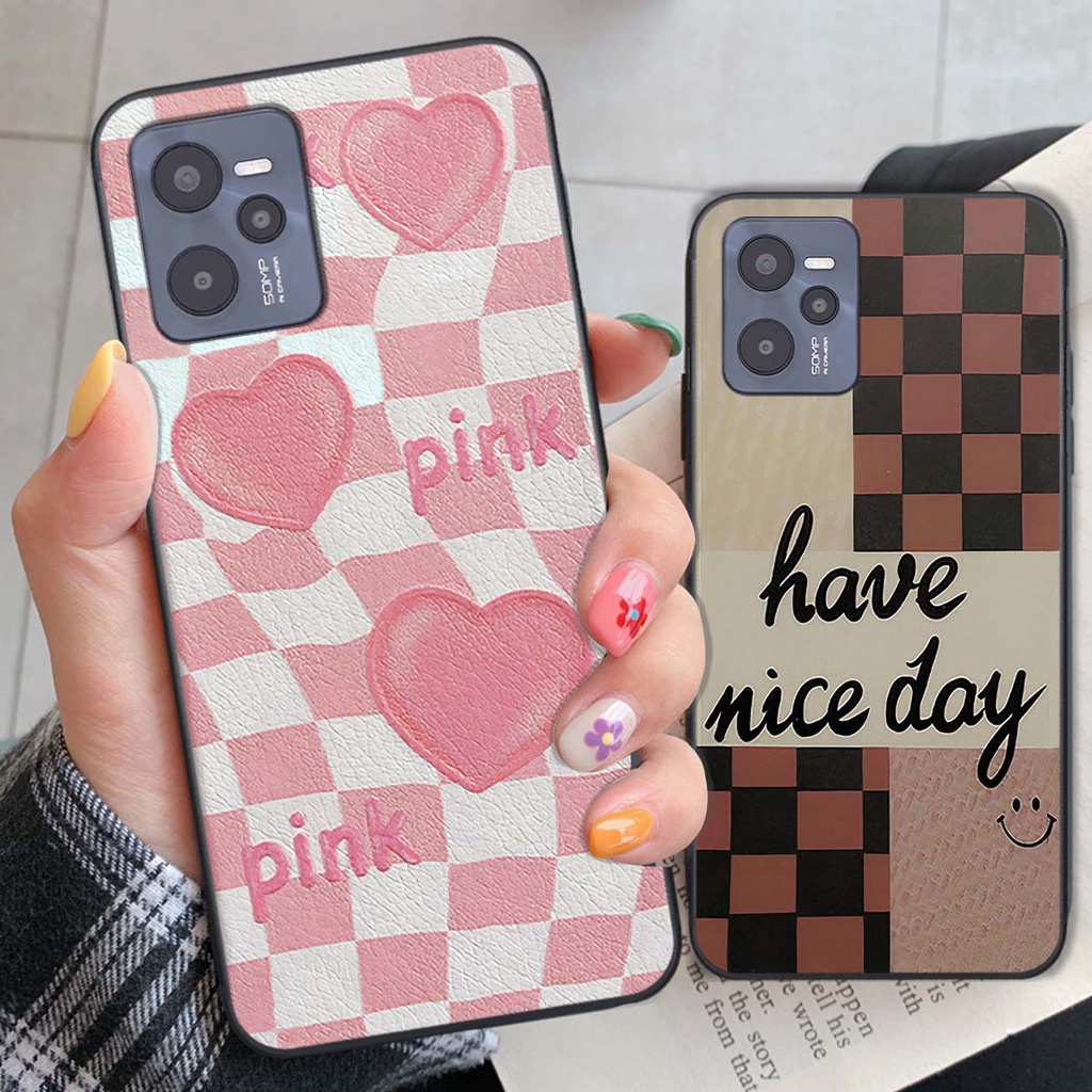 Ốp Realme C35 caro trái tim cá tính, thời trang siêu đẹp, siêu phong cách