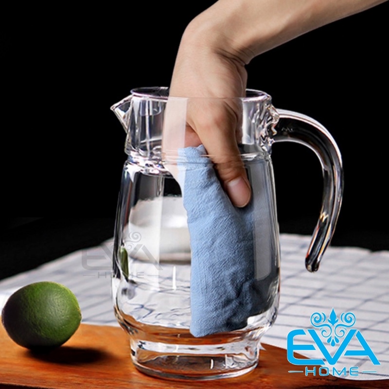 Bình Thuỷ Tinh Đựng Nước 1.6L Quai Cầm Miệng Rót Bầu EH1001 Glass Pitcher Tivoli Jar 1600 ML