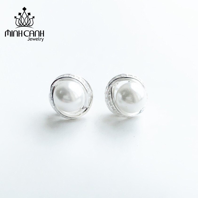 Bông Tai Bạc Minh Canh Jewelry Viền Bạc Đính Hột