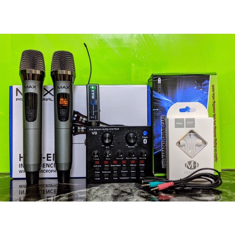 Combo Thu Âm Soundcard V8+Micro Đa Năng Max39 Tương thích PC, Laptop, ĐT, Hỗ Trợ Karaoke, Video, Thu Âm, Siêu Chống Hú