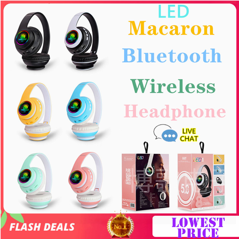 Tai Nghe Bluetooth Không Dây 5.0 66bt Lwe Macaron Có Micro Hỗ Trợ Thẻ Nhớ Tf