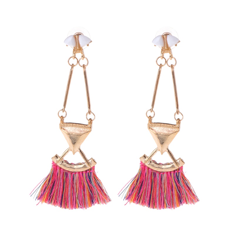 Hoa Tai Dáng Dài Phối Tua Rua Phong Cách Vintage Thời Trang