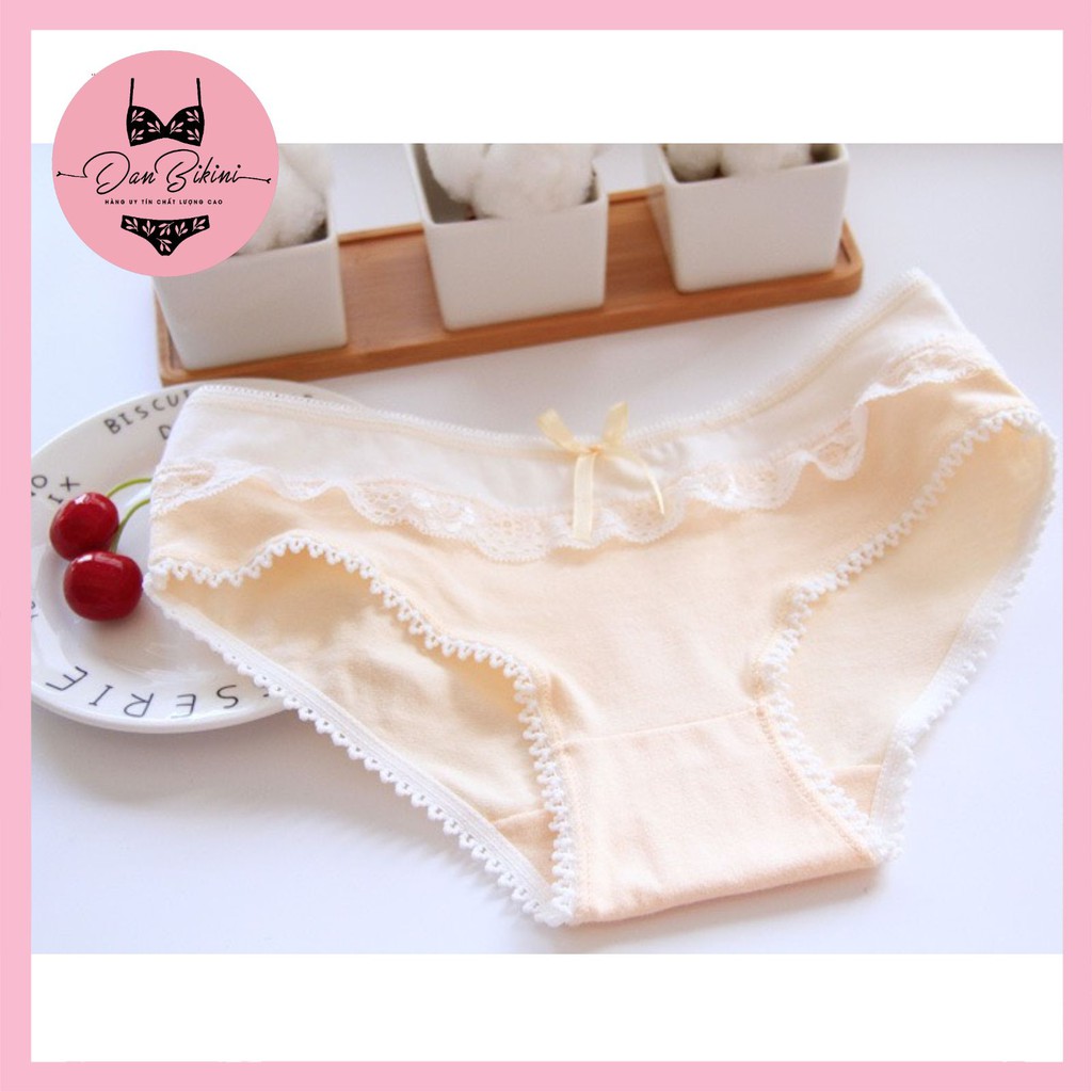 Quần Lót Nữ Cotton 100% kháng khuẩn phối viền ren đính nơ điệu đã mã B809 | BigBuy360 - bigbuy360.vn