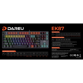 Bàn phím cơ Gaming DAREU DK87/EK87-Black (RED Led, Brown,Blue, Red switch)