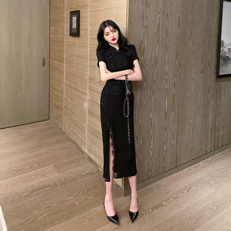 Đầm Sườn Xám Dáng Dài Phối Nút Xinh Xắn Dành Cho Nữ | BigBuy360 - bigbuy360.vn