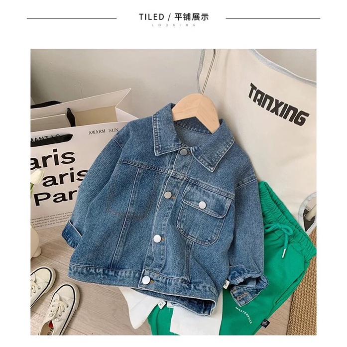 Áo khoác jean denim Hàn Quốc phù hợp bé trai bé gái size 80-120